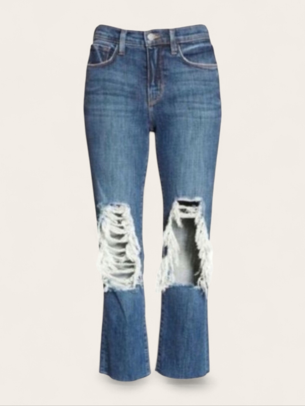 L'AGENCE Woman's Jordan High Rise Crop Straight Distressed Jeans Size 23